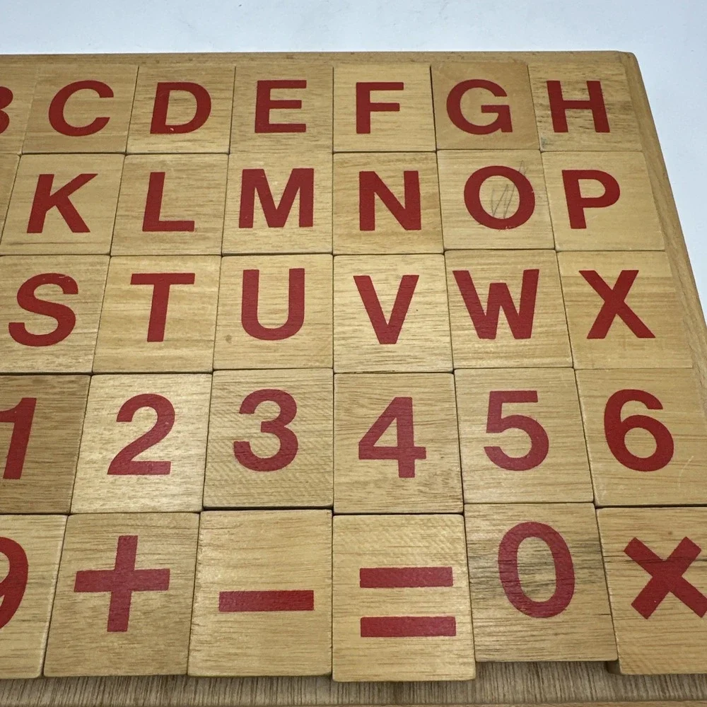 Wooden Alphabet  And Number Tiles 1 1/2